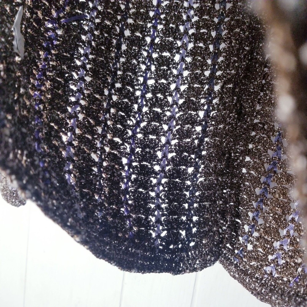 Cynthia Steffe Sweater Women Size Medium Knit Brown Cream Purple See Through - Picture 9 of 16